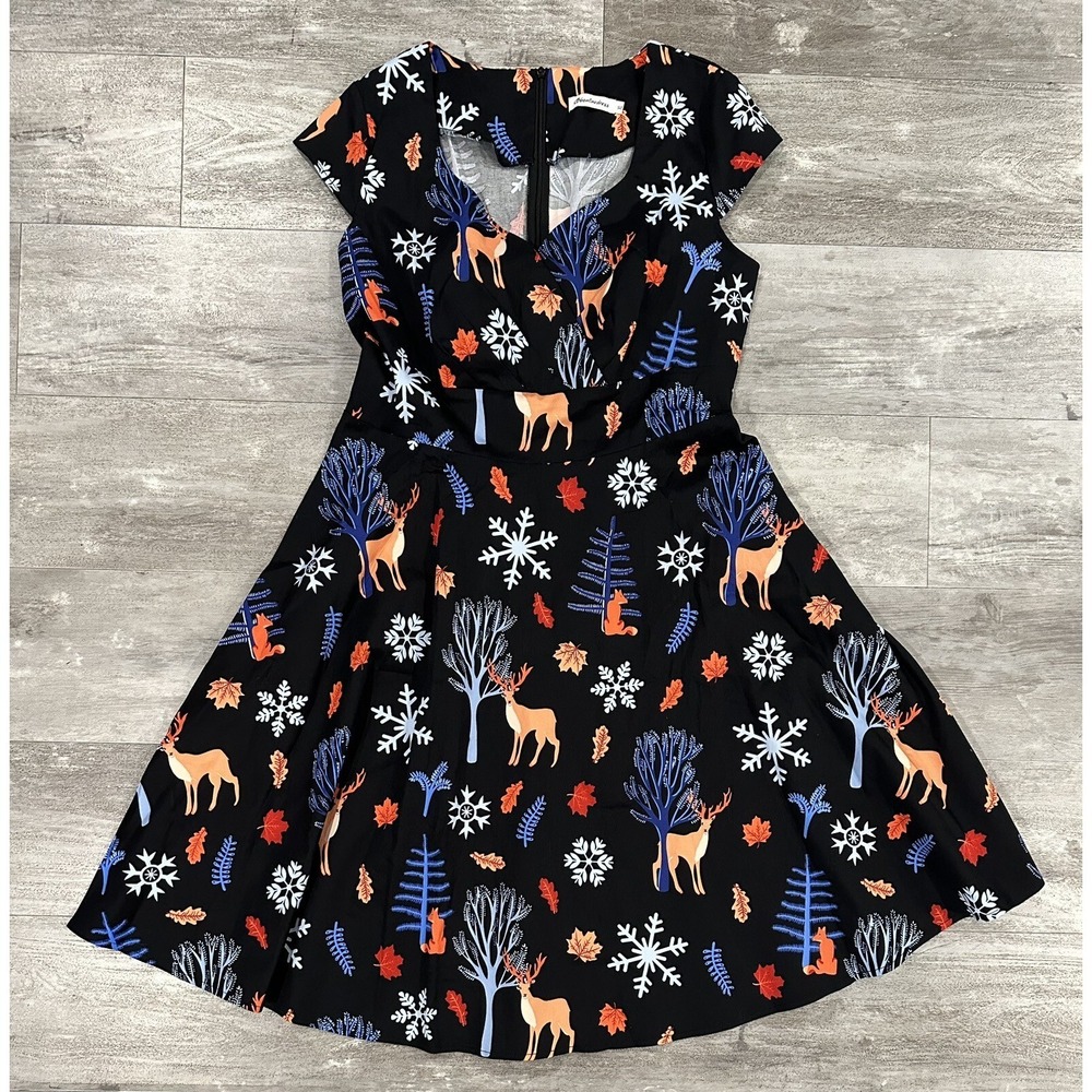 Bbonlinedress Short 1950s Retro Vintage Swing Holiday Dress Womens Size XL New